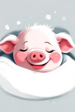 north pole pig sleep with smile face