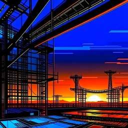 cyberpunk retro futuristic empty space for comics from far away