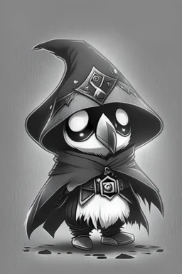 chibi penguin dark mage style black and white