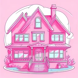 cartoon house draw pink