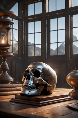 Memento mori. Cinematic lighting, Volumetric lighting, Epic composition, Photorealism, Very high detail, Character design, Unreal Engine, Octane render, HDR, Subsurface scattering, fantasy art,