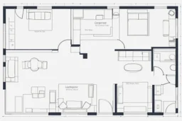 blueprint, small house floor plan, technical, illustration, videogame
