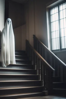 Beautiful ghost standing under the stair