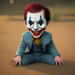 Joker toddler, real, full body, tokio background, dramatic lighting, hyper realistic, 8k