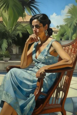 cuban woman painting sitting in chair neoclassism young outside