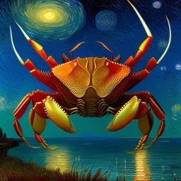 Giant Monster Crab with huge pincers by van Gogh 8k