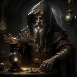 A hardened celtic industrial era mage alchemist grimdark realistic