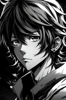 anime man black and white