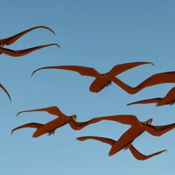 A group of pterosaurs flying in the sky