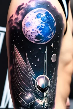 Moon knight suit calf tattoo design, highly detailed close up shot, 8k, HDR, clear picture, highly detailed, high resolution