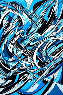 abstract style, blue 40%, nice design , llusion, Make 50% of it white with the design and 10% black color