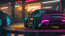 Lagonda Taraf ultimate need for speed tuning Mansory Cyberpunk 2077 neon Style Rear View, Super Detailed, desktop wallpaper, 4K