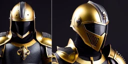 apocalypse, chaotic, magnificent, realistic, colorful, massive, epic, ray tracing, cinematic, 8k, HD, Ultra High Definition, photo film, film grain, hyper-detailed, old tarnished ornate rusty Hyper detailed Gold Gothic Medieval Knight helmet with clear glass visor covering face and matching suit of armor