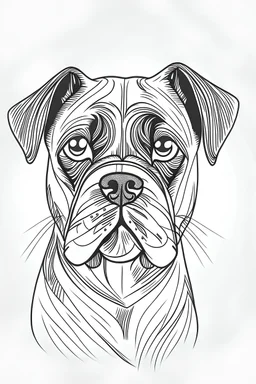 A boxer dog simplistic line drawing, cartoon style