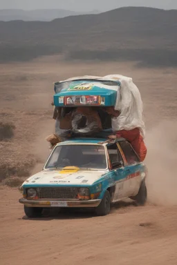 fiat 131 rally car Ethiopian with dreadlock man inside