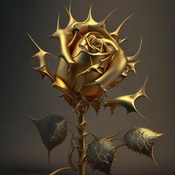 A golden rose with jagged thorns