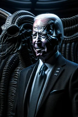 biden as a goat in the style of giger, spraypaint, photorealism, trending on artstation, 8k, depth of field, downlight, lightrays, volumetric