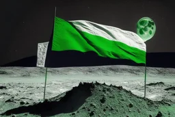 green Chilean flag on the moon