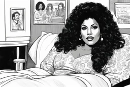 an illustration for the comic "Danger in the bedroom: Pam Grier is Coffy" by Hugo Pratt and Rubén Pellejero