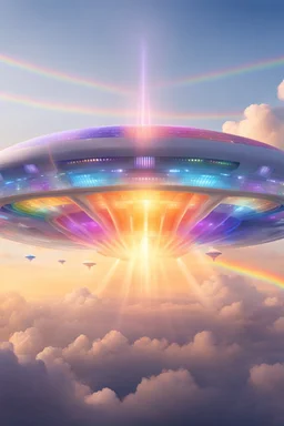 ufo rainbow, cité cristal très futuriste ultra moderne, ufos fleet, intergalactic,