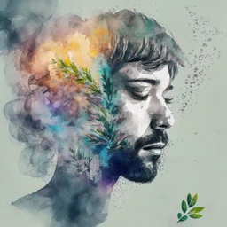 Create a composite that captures the initial allure and impact of trying hash or weed, emphasizing the emotions and sensations you felt watercolour composite