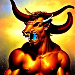 portrait of a Minotaur Boris Vallejo Style