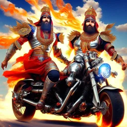 Kebab Man mounted his holy motorcycle, the engine roaring to life with divine power. With a final glance at the celestial realms, he sped down to Earth from heaven, ready to begin his quest.