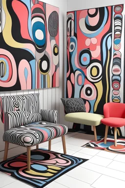 Design of textile furnishings inspired by Expressionist cosplay art with simple motifs