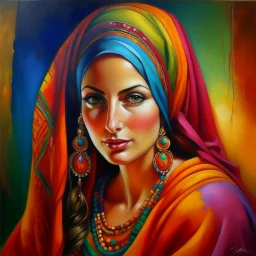 oriental arabic woman portret neoclassism colorfull arabien painting