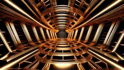 a 3d fractal stage structre made of metallic color 3d structures, pertty artistc background,dynamic lights