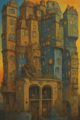 Rhetorical Fortress; Van Gogh; Hundertwasser; Giger; Golden Hour; Iridescent; Controversial; Supremely Detailed; Stupendous