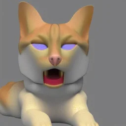 Un chien chat hybride, modélisme 3d, très détaillé