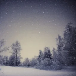 winter landscape, crystal, stars