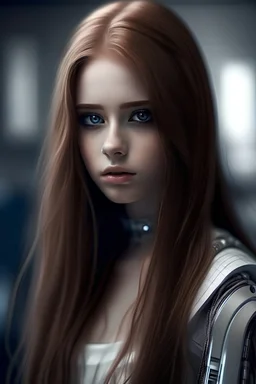 Beautiful girl, robot neiro, photography, long hair, realistic, realistic style