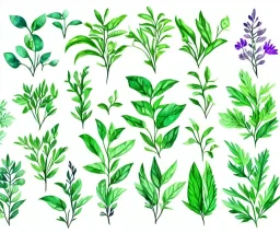 Vector plants and herb set illustration. Watercolor illustration color