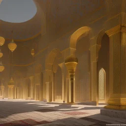 Paradise, a mosque, an Islamic city, realistic, Quran, outside view, and cinematic license.