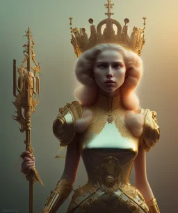 Statue of Queen of photography. Cute blonde woman. Photographer in golden crown. Standing on the street. Big camera in her hand. hyperdetailed, photorealistic, trending on artstation, greg rutkowski, beksinski, kodachrome