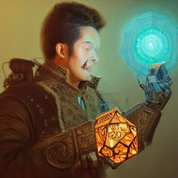 Insanely detailed photograph of an “ a heavily armed male mariachi holding glowing D20” with intricately detailed Sombrero, intricate charo, hyperdetailed painting by Ismail Inceoglu Huang Guangjian and Dan Witz CGSociety ZBrush Central fantasy art album cover art,8K, hdr, mysterious, flickeringlights ,Stoic