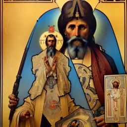 patron of photographers. holding a camera in hands. orthodox icon with saint photographer. Cyrillic inscriptions. hyperdetailed, Alphonse Mucha, Zdzisław Beksiński, poster, illustration, ink, oil on canvas, 18th century atlas