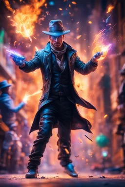 pen outline portrait of rad mad starlord magician smashing juggler thief master casting magic missile by neon wall , prize winning oil painting,bokeh like f/0.8, tilt-shift lens 8k, high detail, smooth render, down-light, unreal engine