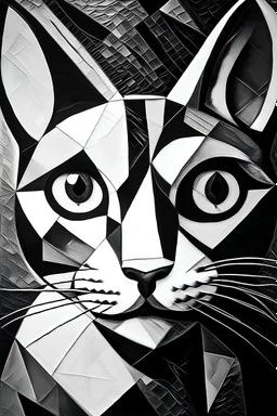 Porträt Katze Kubismus black white Picasso