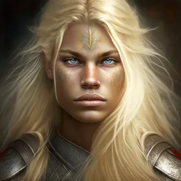 Portrait of a beautiful blonde warrior