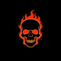 minimalistic burning skull flame logo