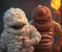 Marshmallow man, giant, horror, blood, teeth