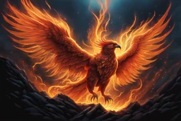 phoenix rising from a pile af ash, Cinematic lighting, Volumetric lighting, Epic composition, Bokeh blur, Very high detail, Character design, Mark Brooks and Dan Mumford, comic book art, perfect, smooth