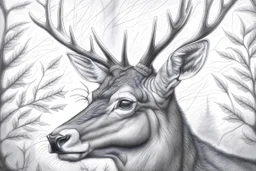 Deer gracefully roam the forest wearing their antlers like crowns of nobility. It’s a mesmerizing experience to spot a deer. - Pencil drawing.