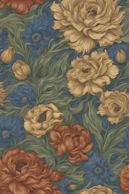 textile big floral seamless pattern vincent van gogh style