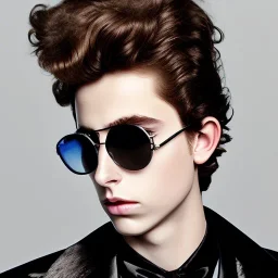 Timothée Chalamet willy wonka, sunglasses, black top hat, mask