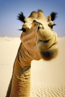 camel with deformed face of a man