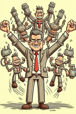 a happy boss with many arms